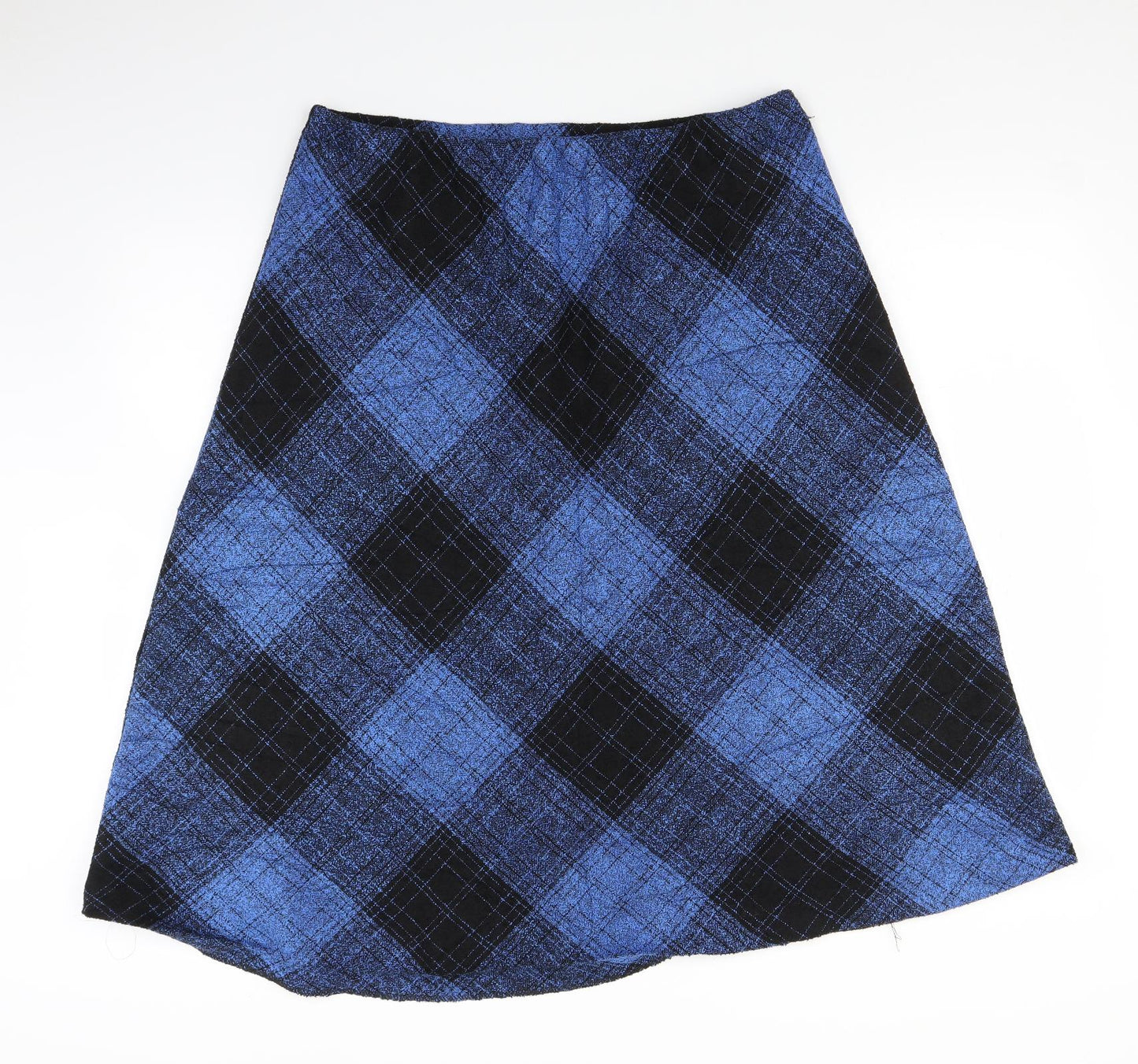 Preworn Womens Black Plaid  A-Line Skirt Size 18