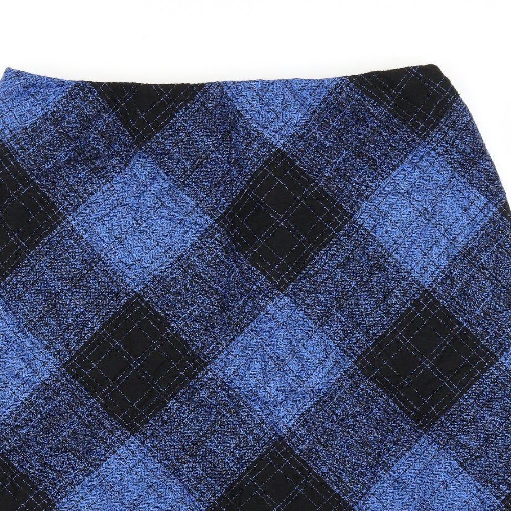 Preworn Womens Black Plaid  A-Line Skirt Size 18