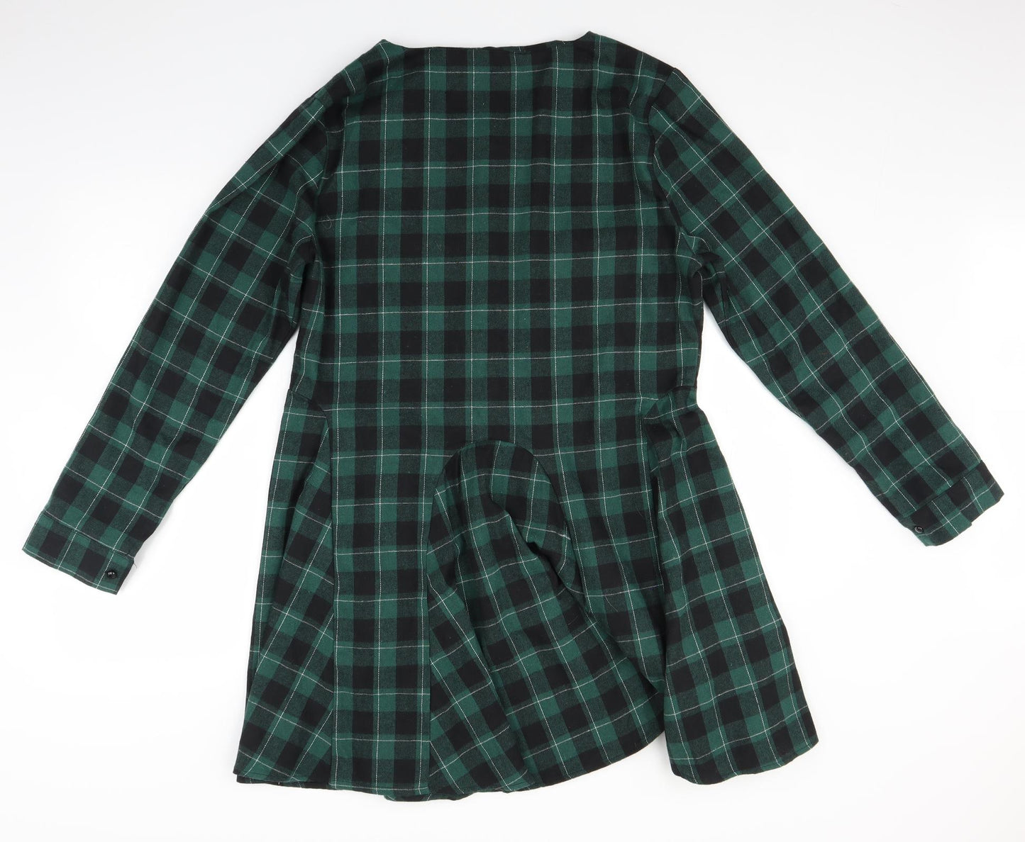 Allegra K Womens Green Plaid  Fit & Flare  Size L