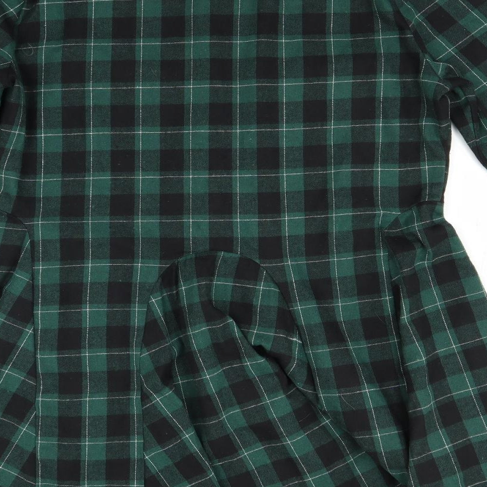 Allegra K Womens Green Plaid  Fit & Flare  Size L