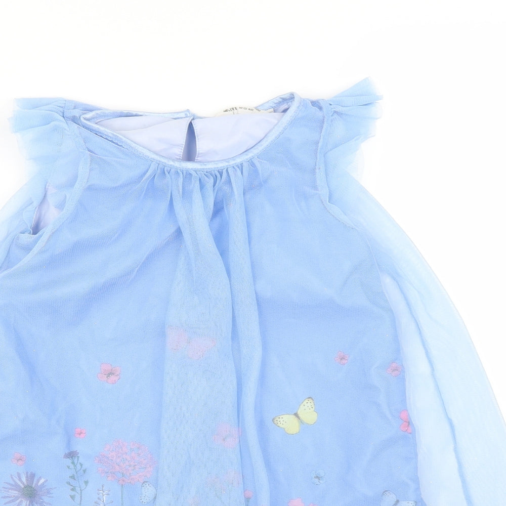 H&M Girls Blue   A-Line  Size 6-7 Years  - BUTTERFLIES