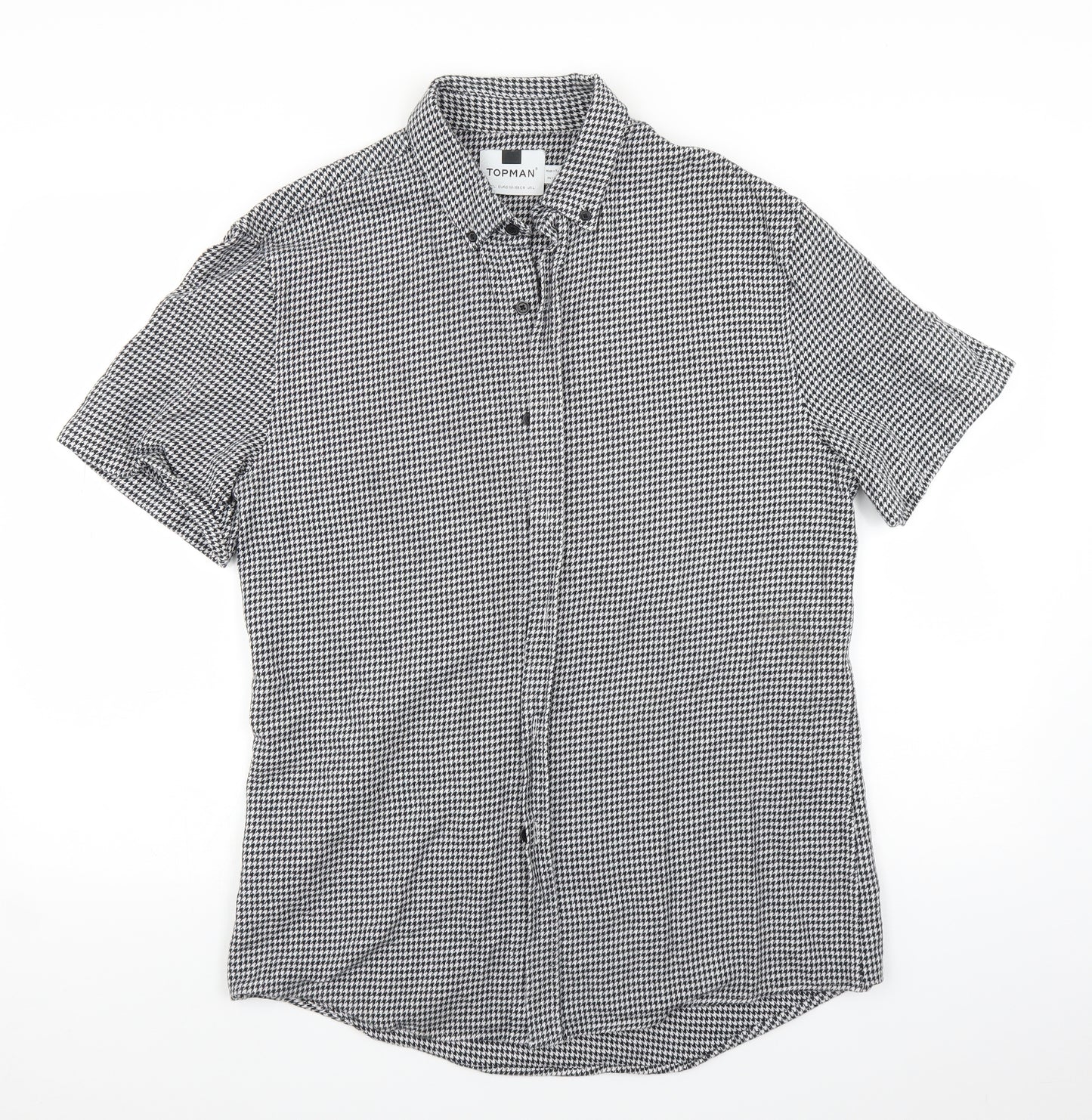 Topman Mens White Houndstooth   Button-Up Size L