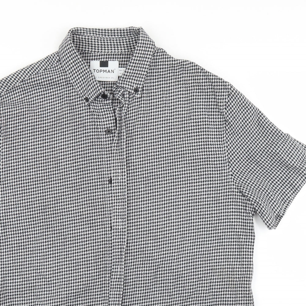 Topman Mens White Houndstooth   Button-Up Size L