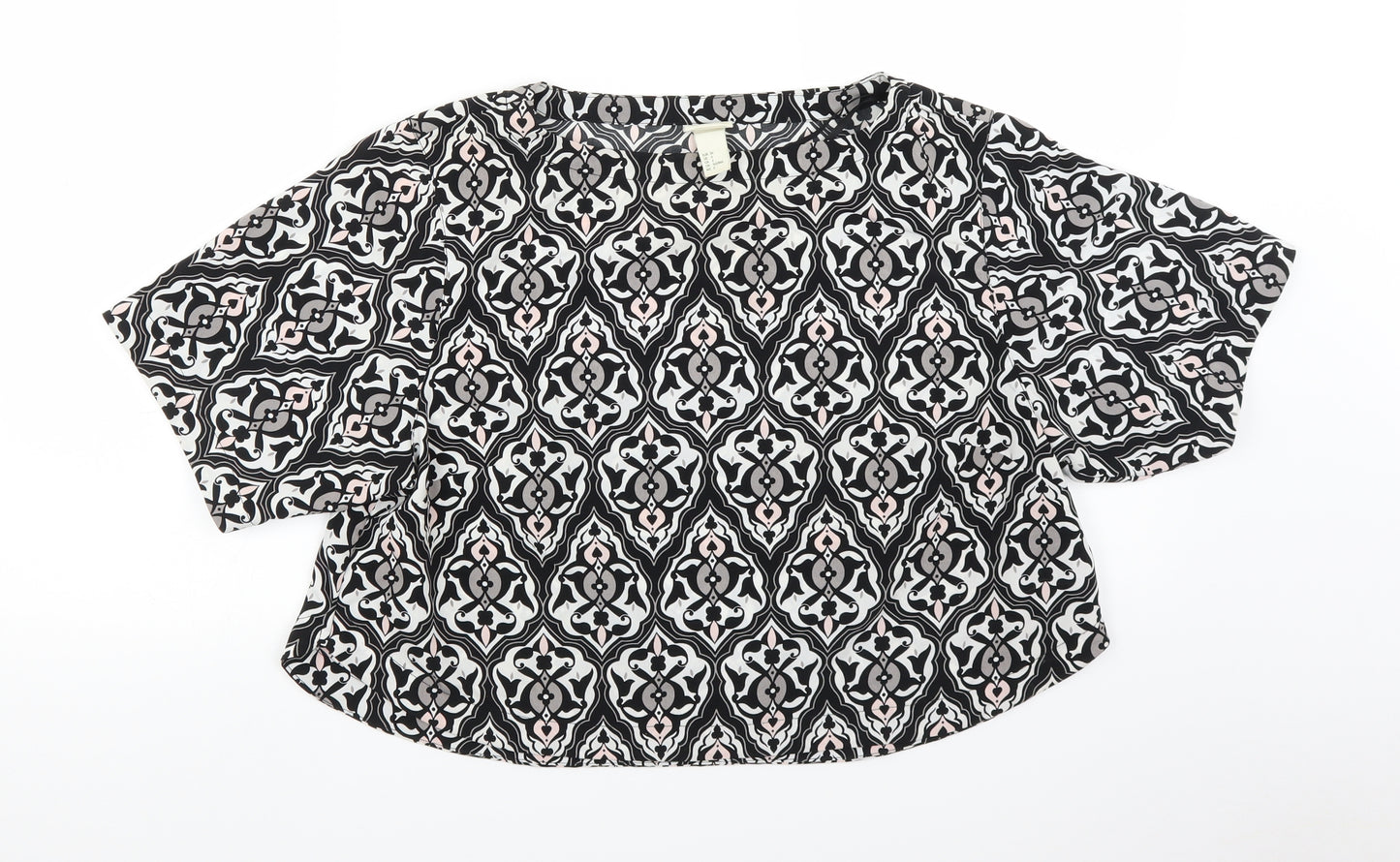 conscious Womens White Geometric  Basic Blouse Size 8