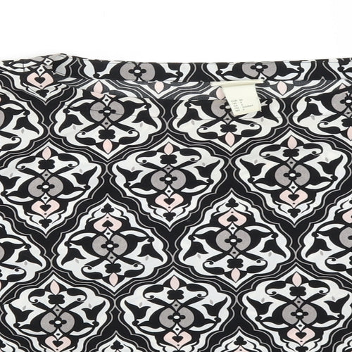 conscious Womens White Geometric  Basic Blouse Size 8