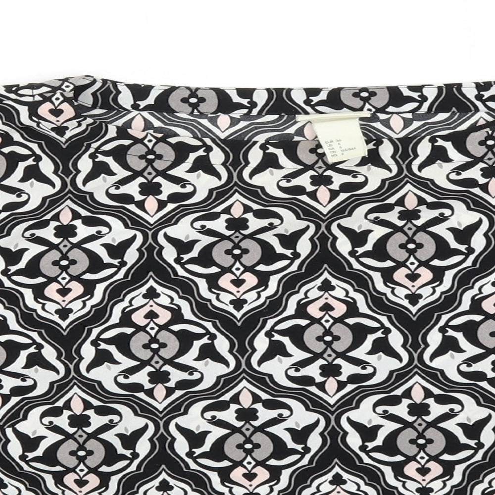conscious Womens White Geometric  Basic Blouse Size 8
