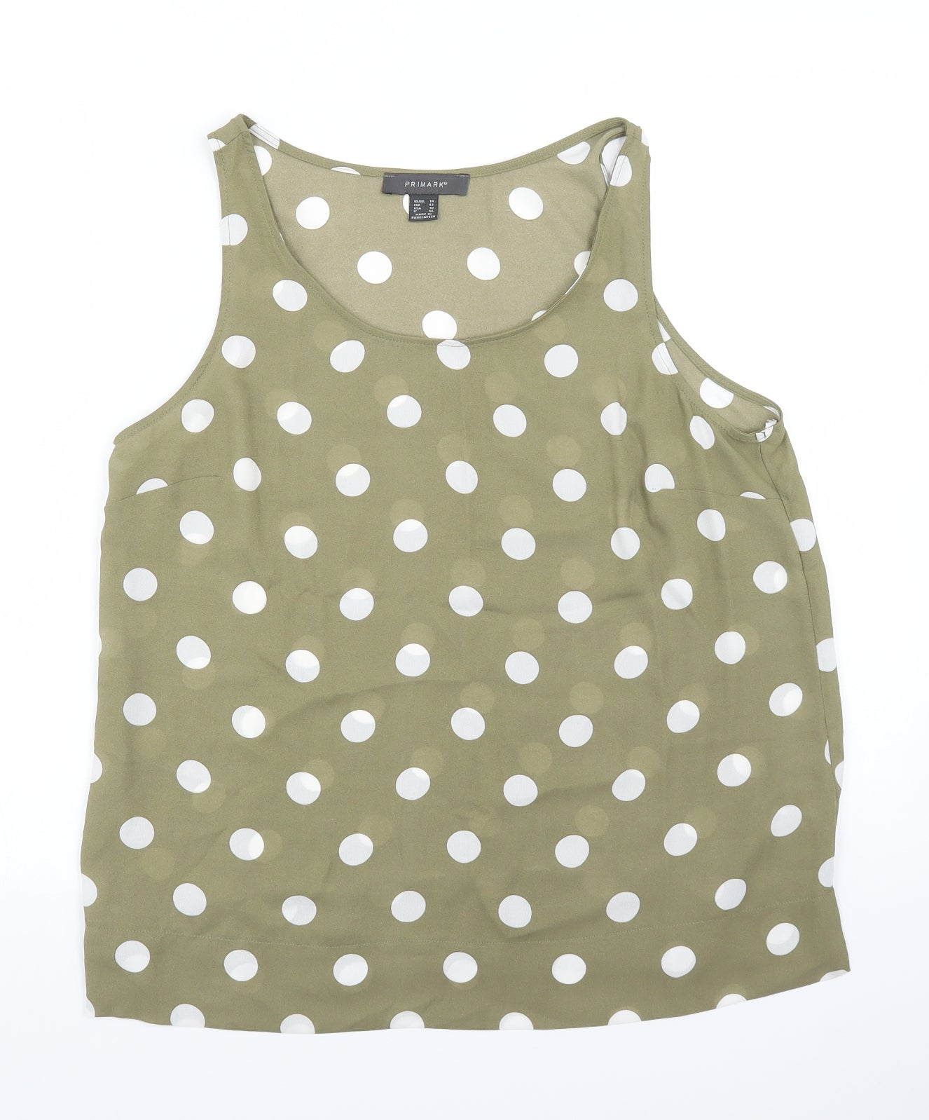 Primark Womens Green Polka Dot  Basic Tank Size 14