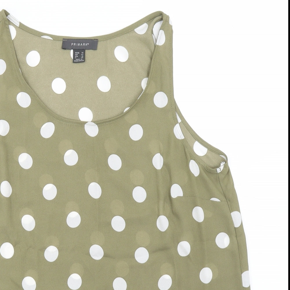 Primark Womens Green Polka Dot  Basic Tank Size 14