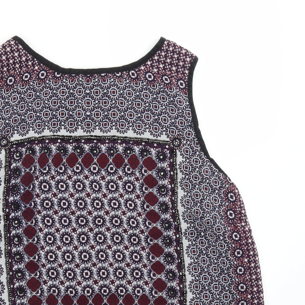 Falmer Womens Red Geometric  Basic T-Shirt Size 16
