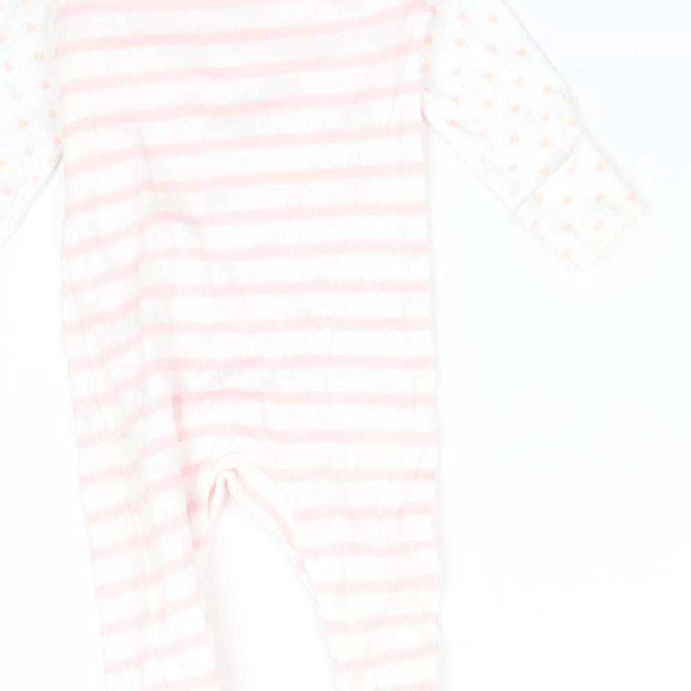 F&F Girls Pink Striped  Babygrow One-Piece Size 0-3 Months