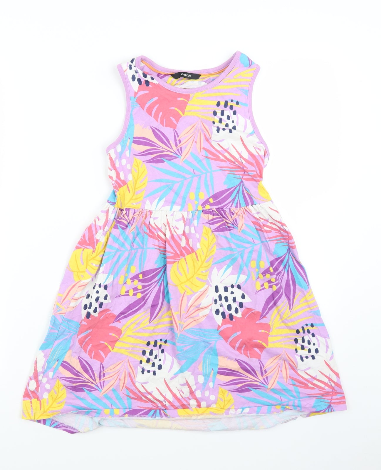 George Girls Purple Floral  Fit & Flare  Size 8-9 Years