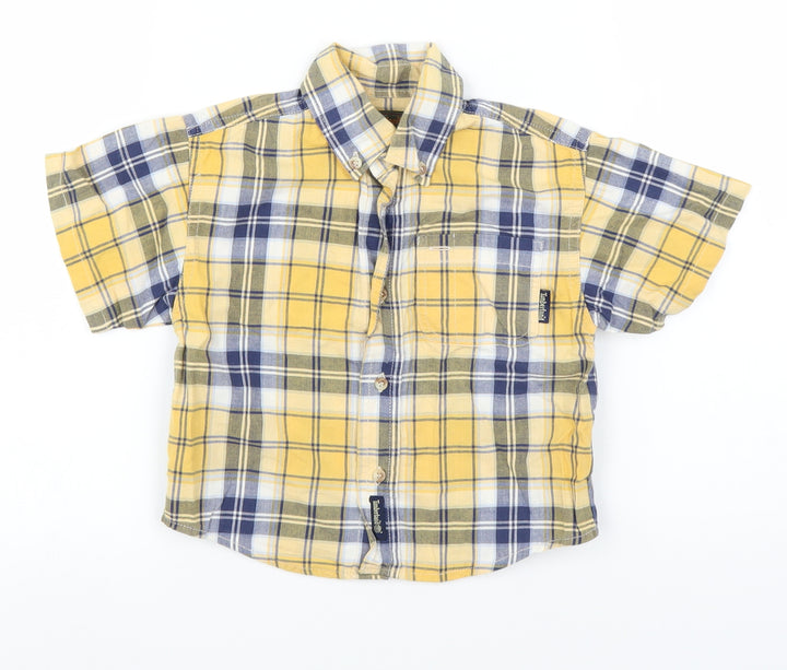 Timberland Boys Yellow Plaid Basic Button-Up Size 18-24 Months
