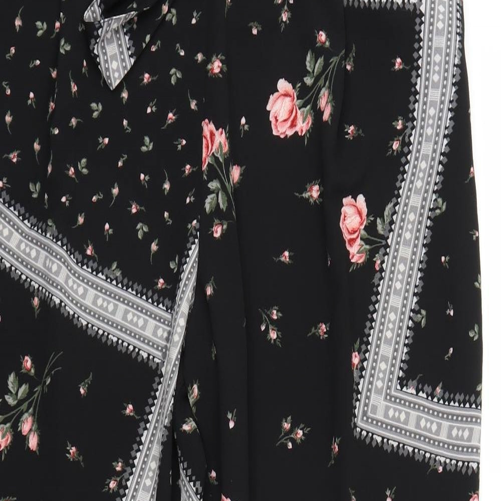 Primark Womens Black Floral  Trousers  Size 18 L27 in