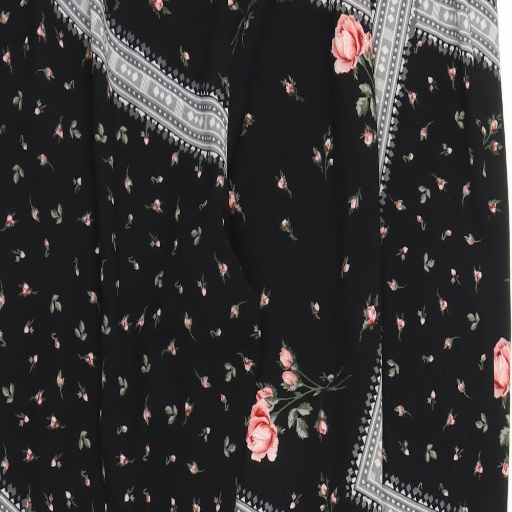 Primark Womens Black Floral  Trousers  Size 18 L27 in