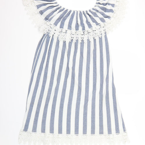 Preworn Womens White Striped  A-Line  One Size