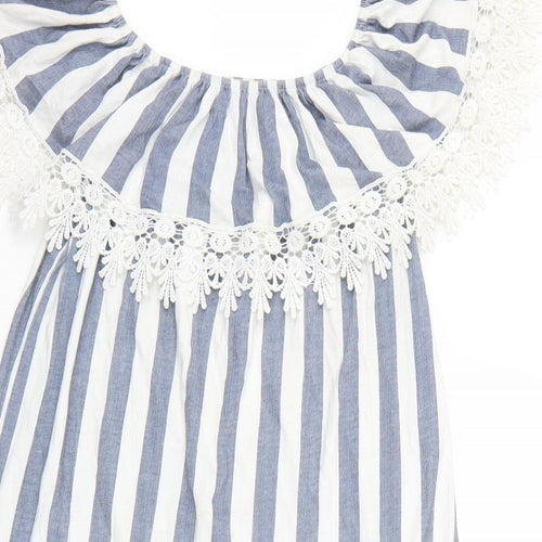 Preworn Womens White Striped  A-Line  One Size