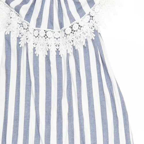 Preworn Womens White Striped  A-Line  One Size