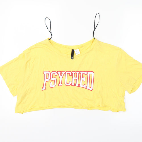 Divided Womens Yellow   Cropped T-Shirt Size M