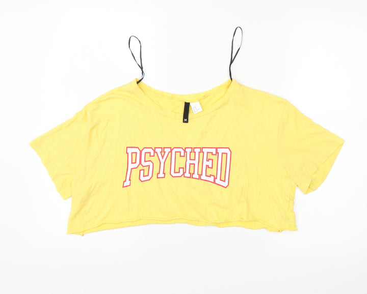 Divided Womens Yellow   Cropped T-Shirt Size M