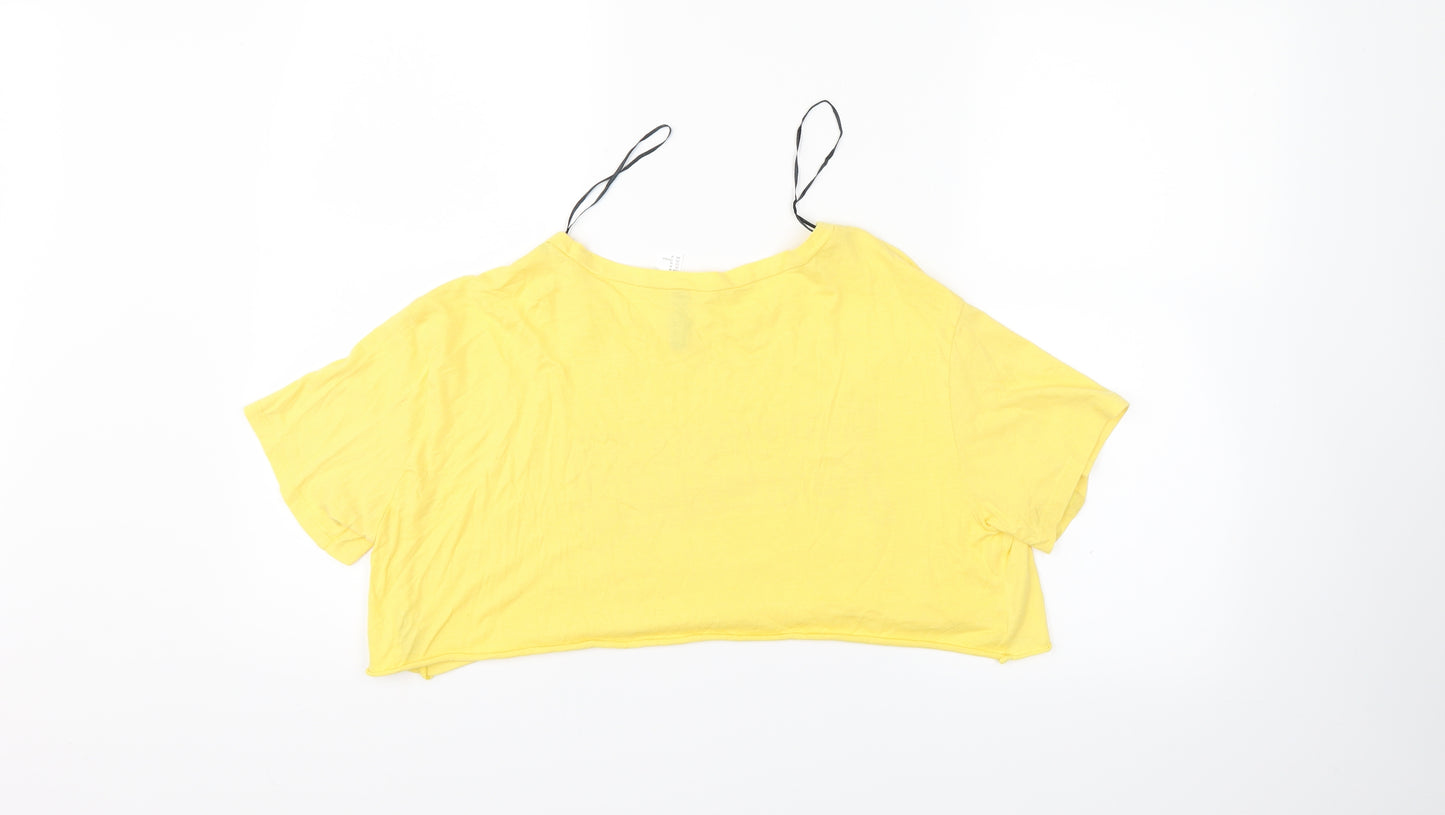 Divided Womens Yellow   Cropped T-Shirt Size M