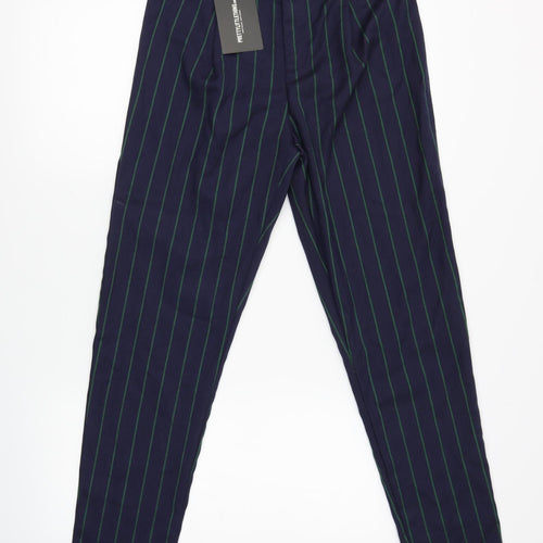 Pretty Little Thing Womens Blue Striped  Dress Pants Trousers Size 8 L28 in