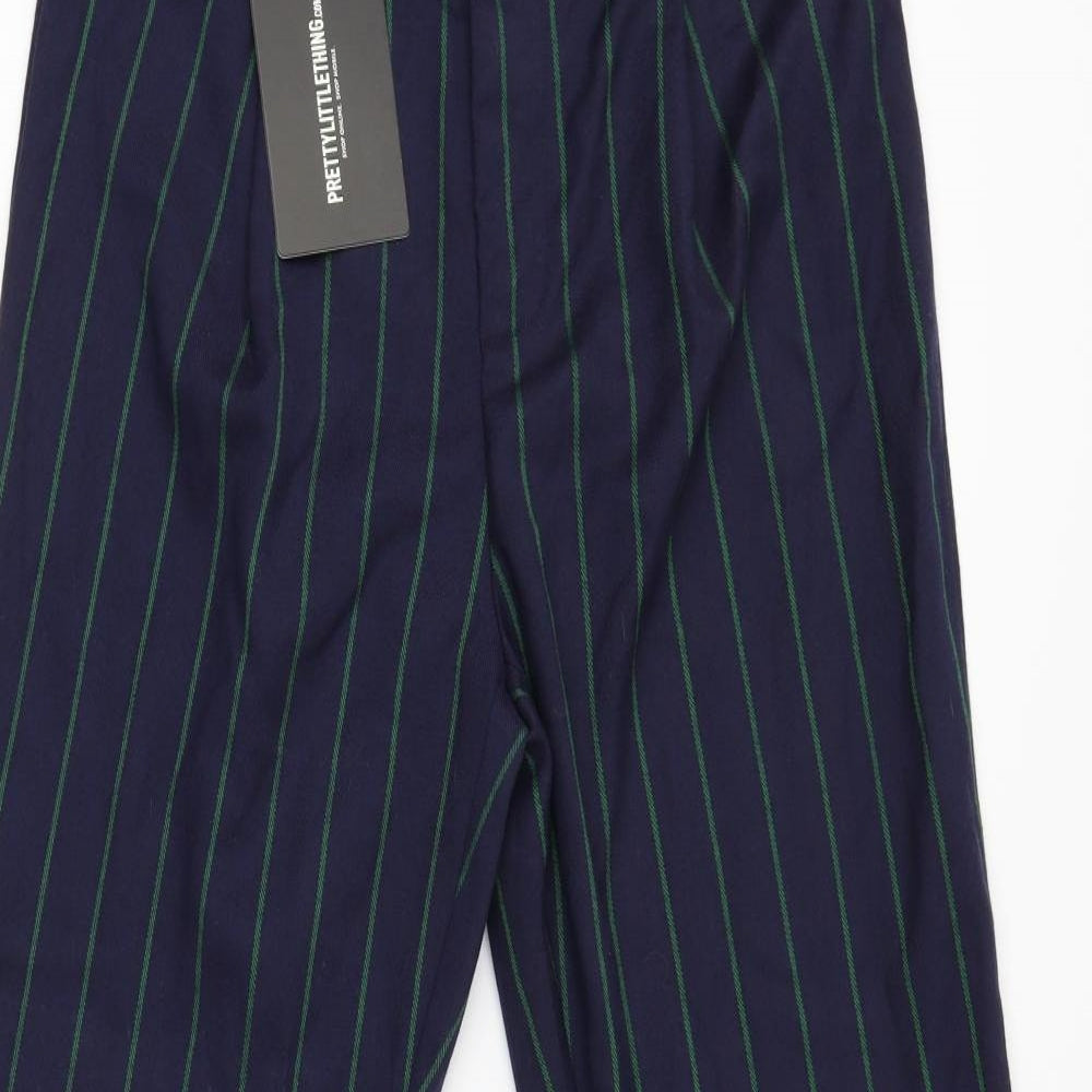 Pretty Little Thing Womens Blue Striped  Dress Pants Trousers Size 8 L28 in