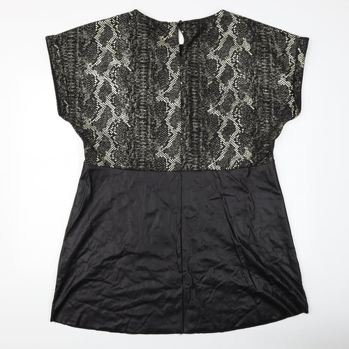 Simply Be Womens Black Animal Print  Shift  Size L
