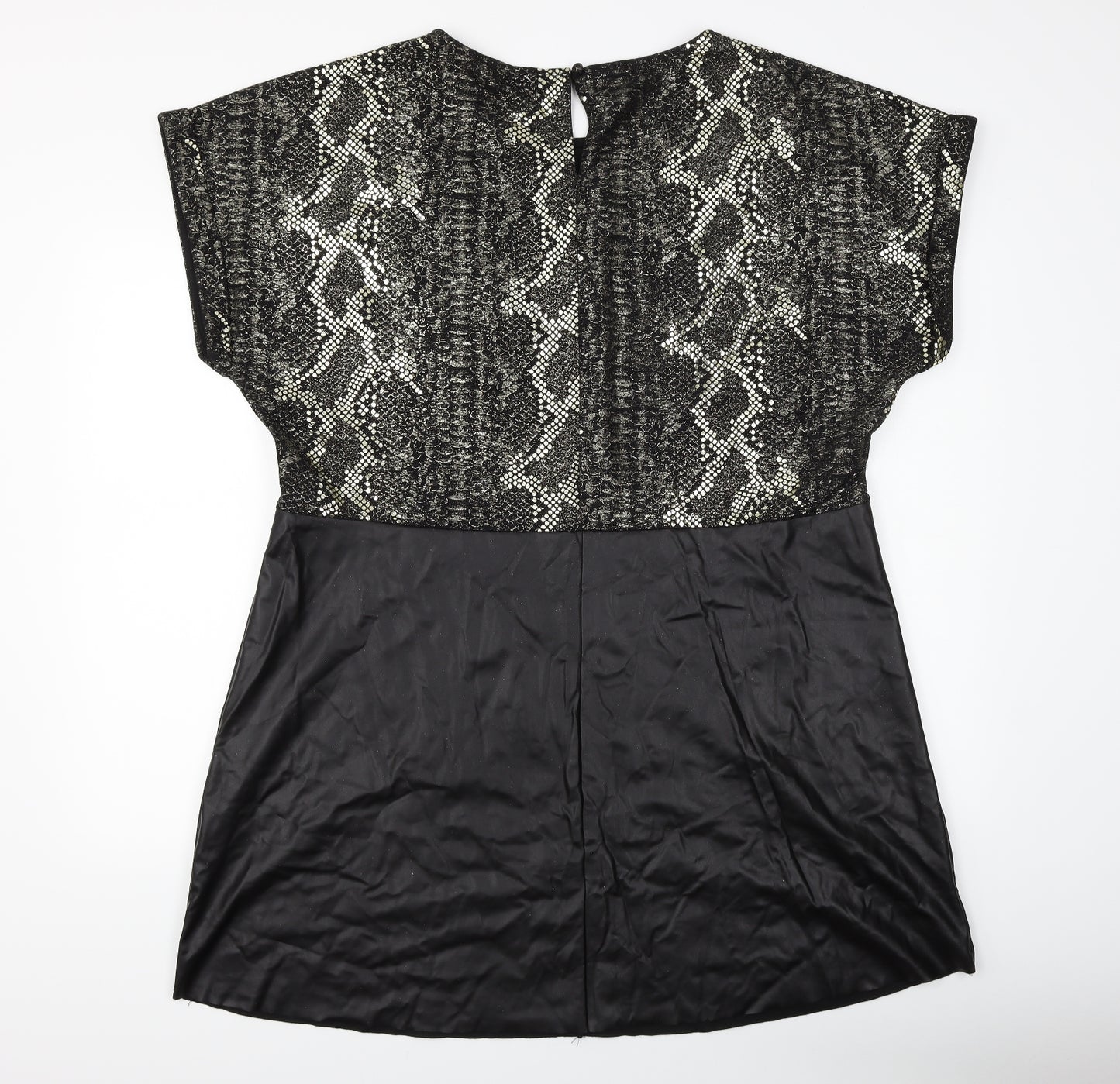Simply Be Womens Black Animal Print  Shift  Size L