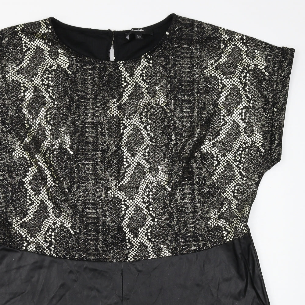 Simply Be Womens Black Animal Print  Shift  Size L