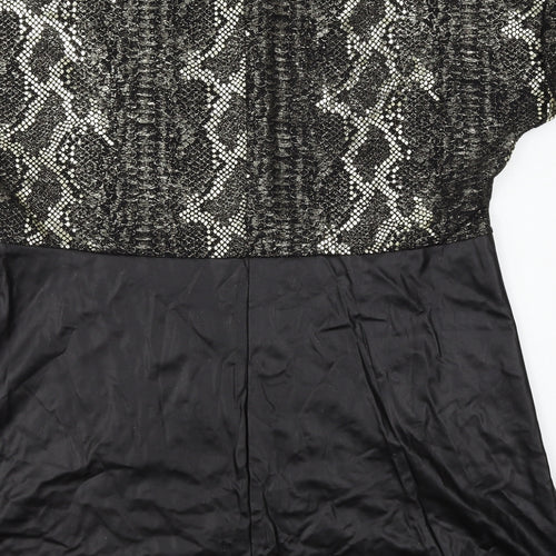 Simply Be Womens Black Animal Print  Shift  Size L