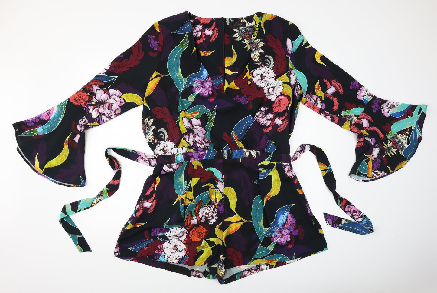 River Island Womens Multicoloured Floral  Playsuit One-Piece Size 18