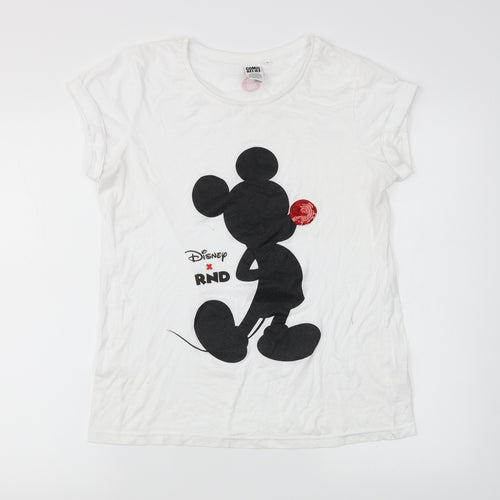 TJX Europe Womens Ivory   Basic T-Shirt Size S  - Comic Relief Mickey Mouse