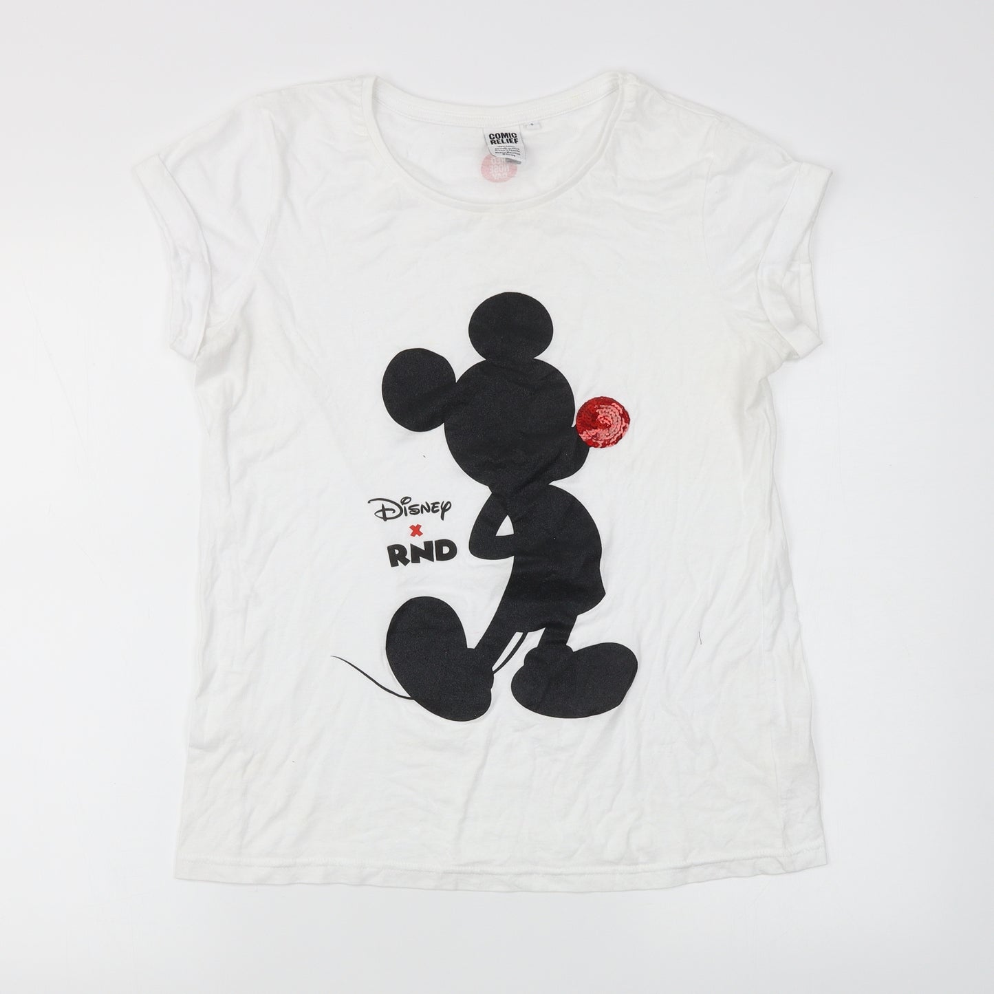 TJX Europe Womens Ivory   Basic T-Shirt Size S  - Comic Relief Mickey Mouse