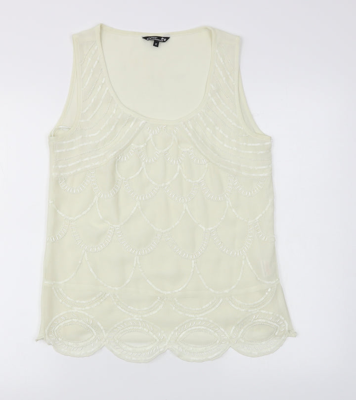 Matalan Womens Ivory Geometric Chiffon Basic Tank Size 12