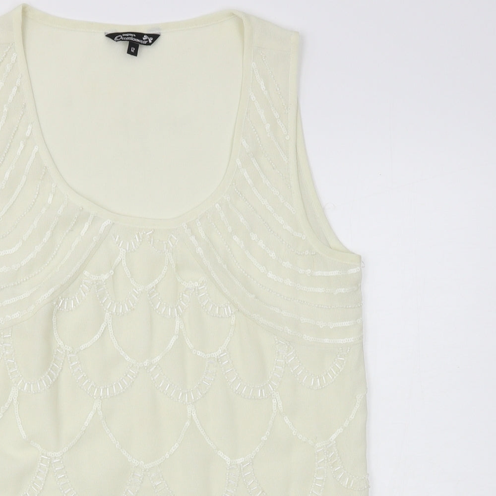 Matalan Womens Ivory Geometric Chiffon Basic Tank Size 12