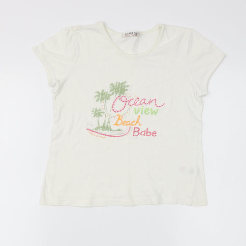 George Girls Ivory   Basic T-Shirt Size 9-10 Years