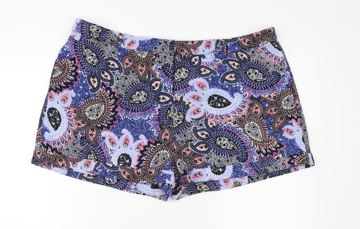 Dorothy Perkins Womens Blue Geometric  Hot Pants Shorts Size 16