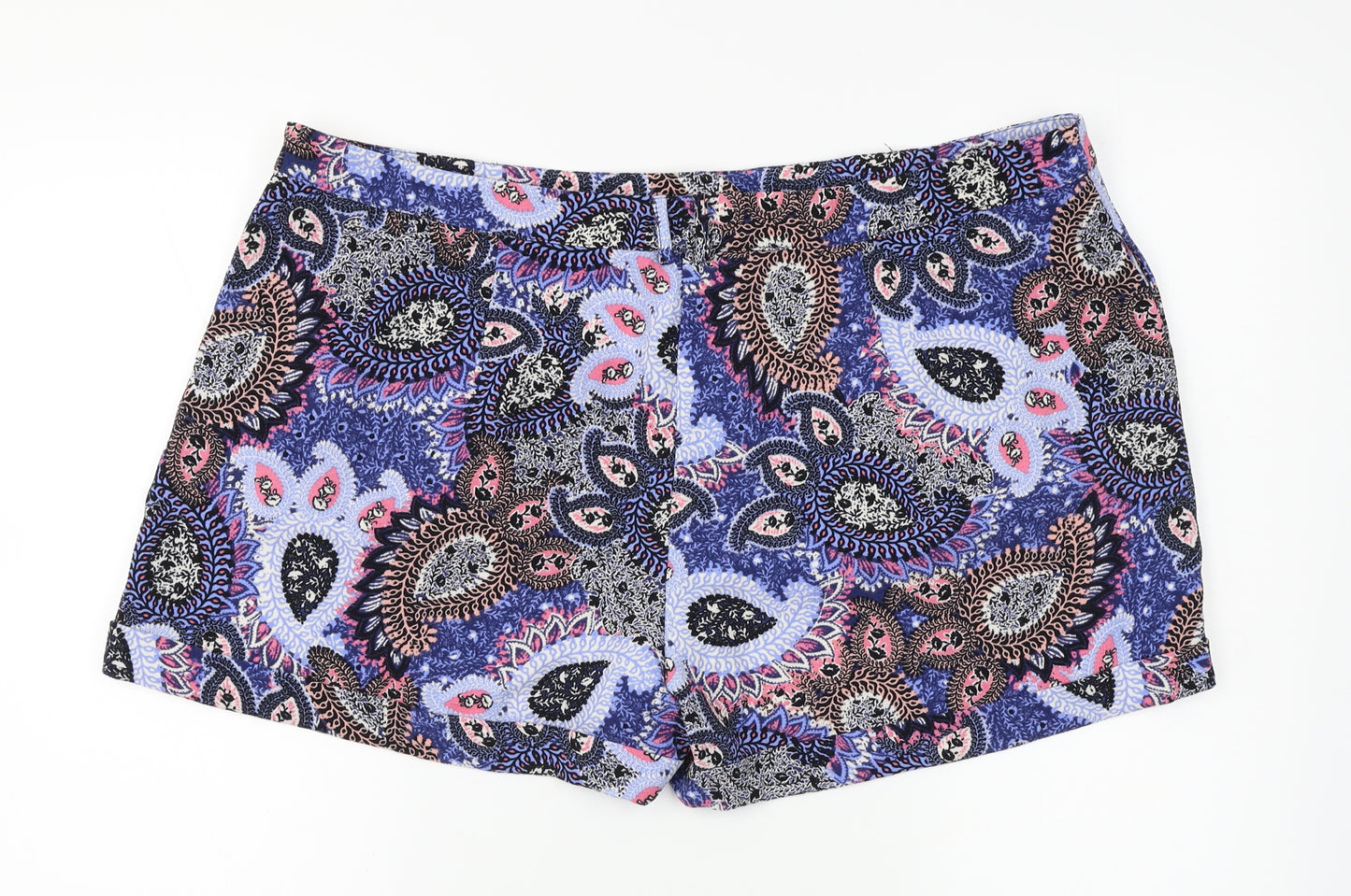 Dorothy Perkins Womens Blue Geometric  Hot Pants Shorts Size 16