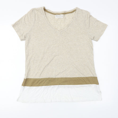 NEXT Womens Brown Striped  Basic T-Shirt Size 14