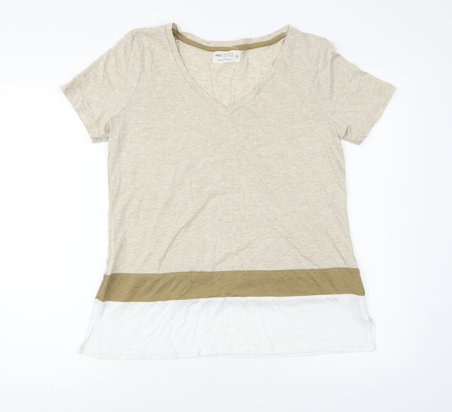 NEXT Womens Brown Striped  Basic T-Shirt Size 14