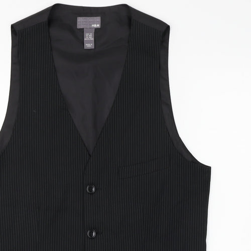 H&M Mens Black Striped   Suit Waistcoat Size 38