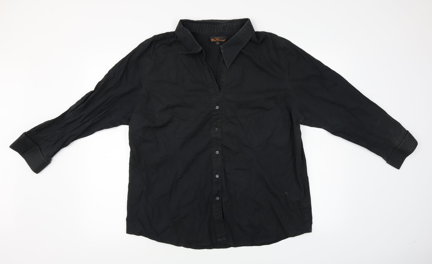 Ben Sherman Womens Black  Flannel Basic Blouse Size 20