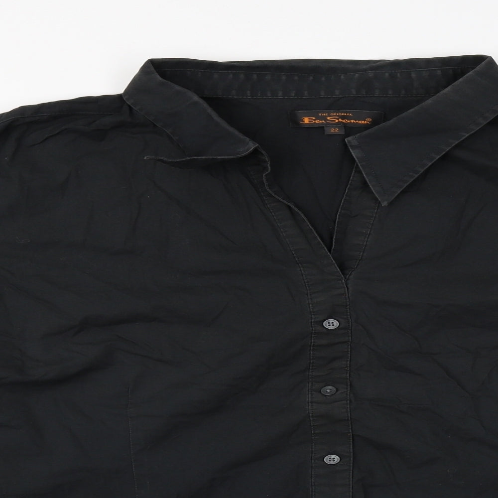 Ben Sherman Womens Black  Flannel Basic Blouse Size 20