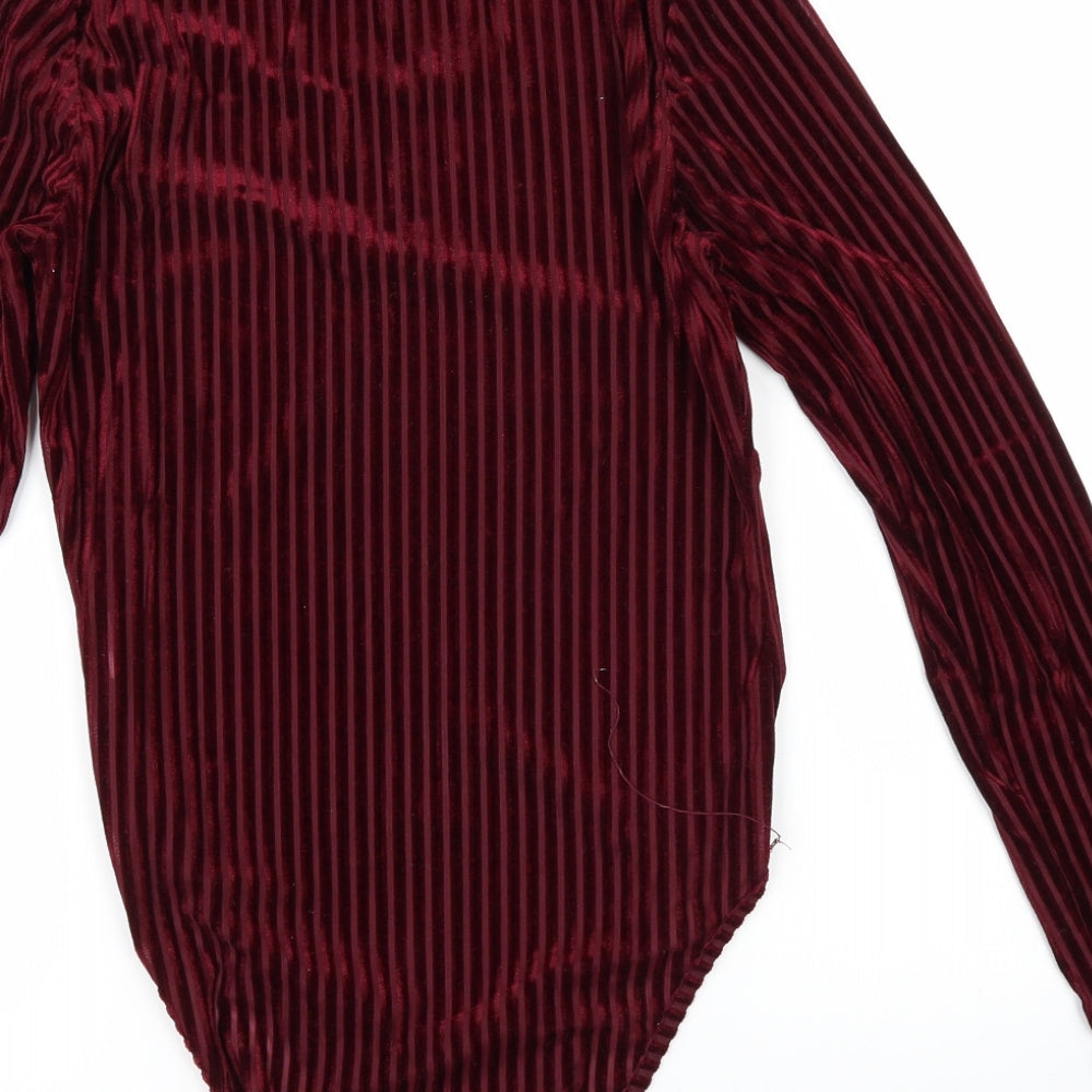 SheIn Womens Red Striped  Bodysuit One-Piece Size S