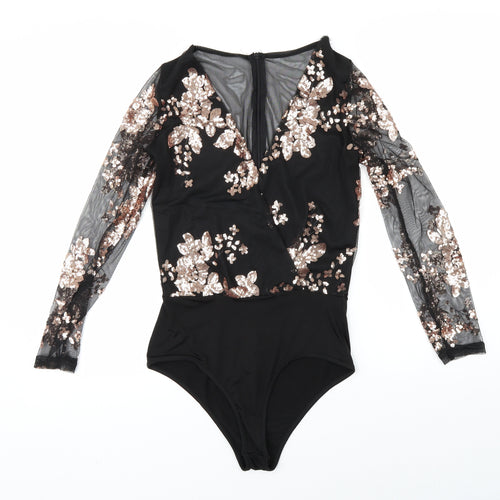 Primark Womens Black Floral  Bodysuit Outfit/Set Size S