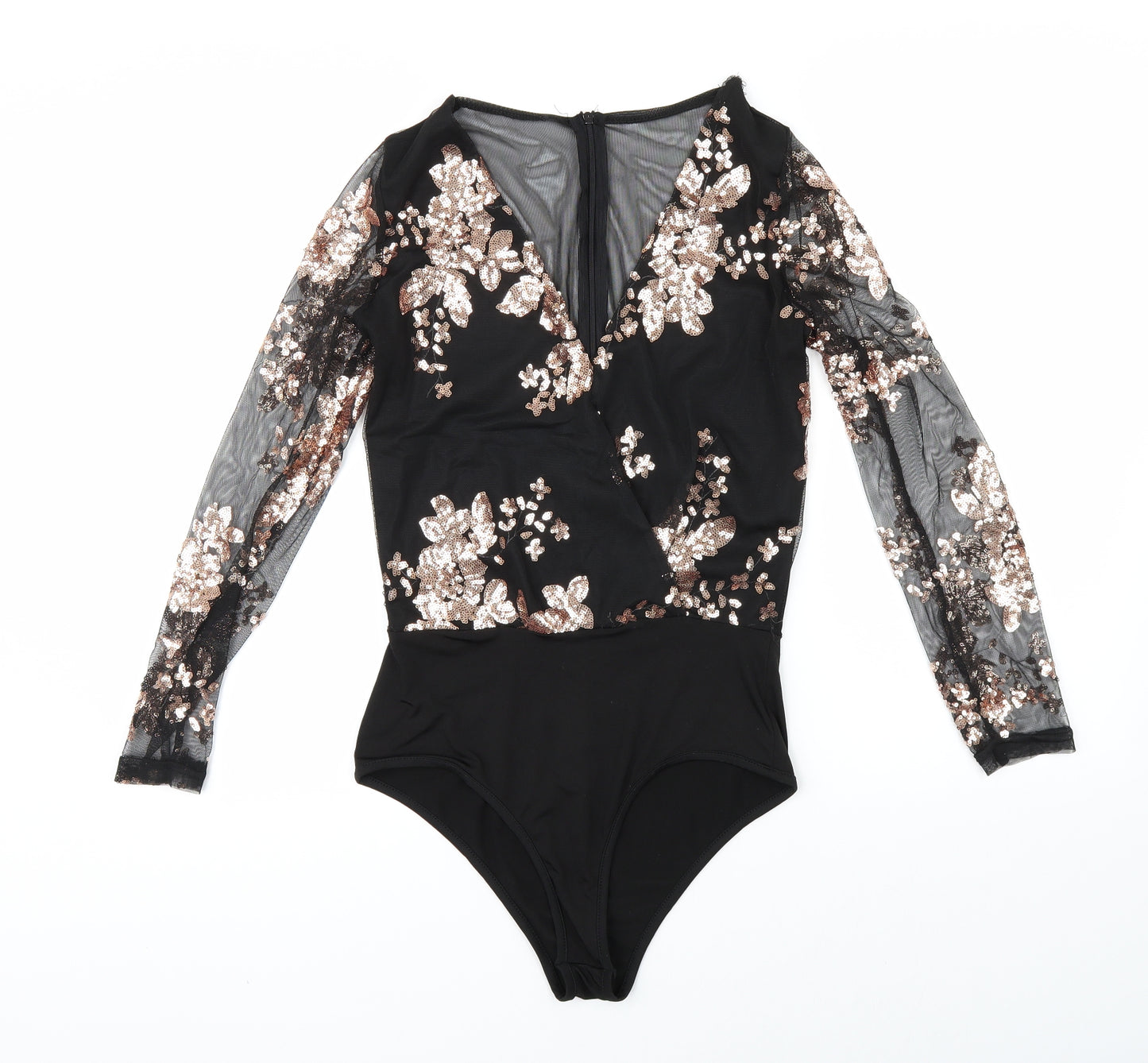 Primark Womens Black Floral  Bodysuit Outfit/Set Size S