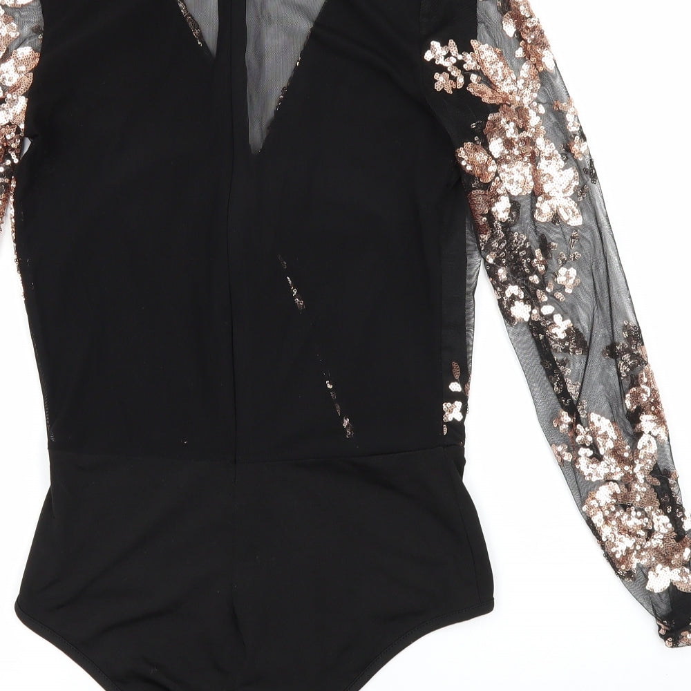 Primark Womens Black Floral  Bodysuit Outfit/Set Size S