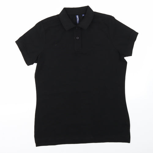 Asquith & Fox Womens Black   Basic Polo Size M
