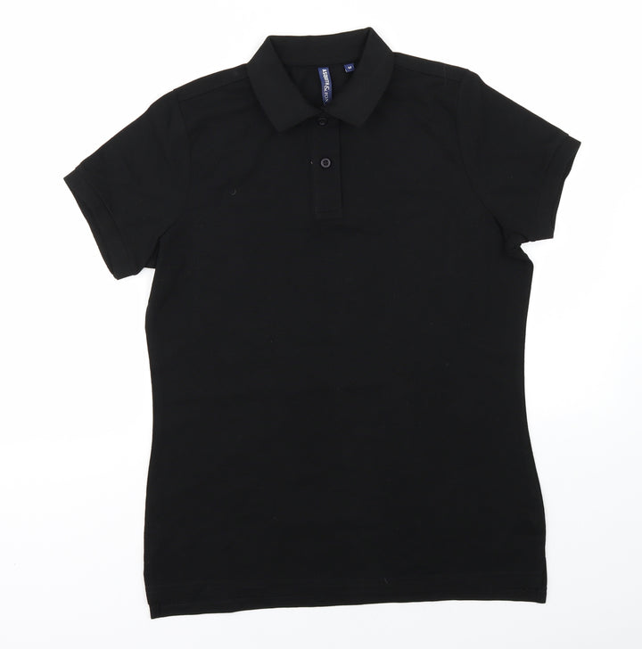 Asquith & Fox Womens Black Basic Polo Size M