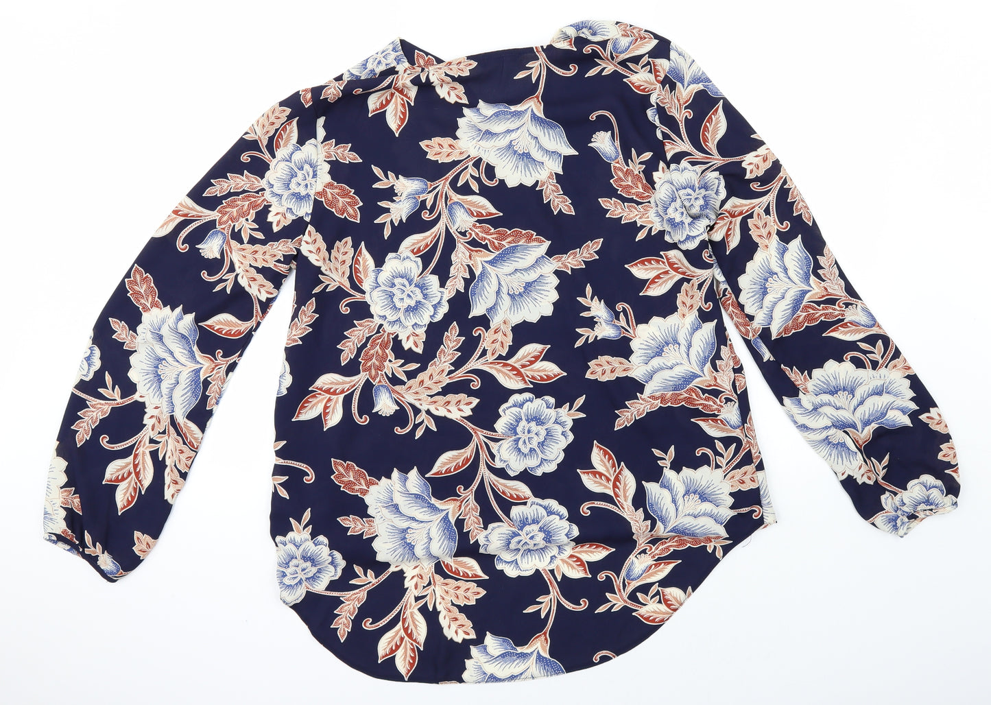 George Womens Blue Floral  Basic Blouse Size 14